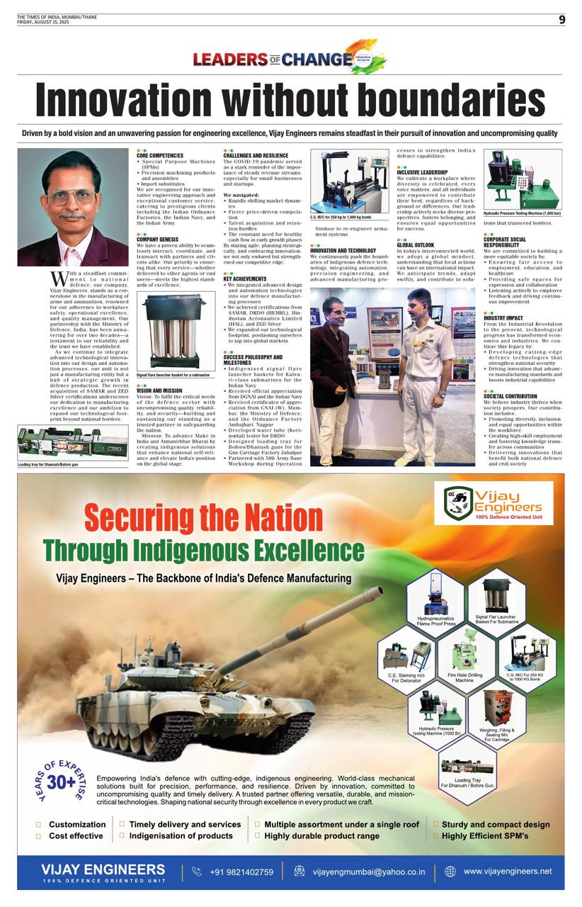 Vijay Engineers featured in Times of India